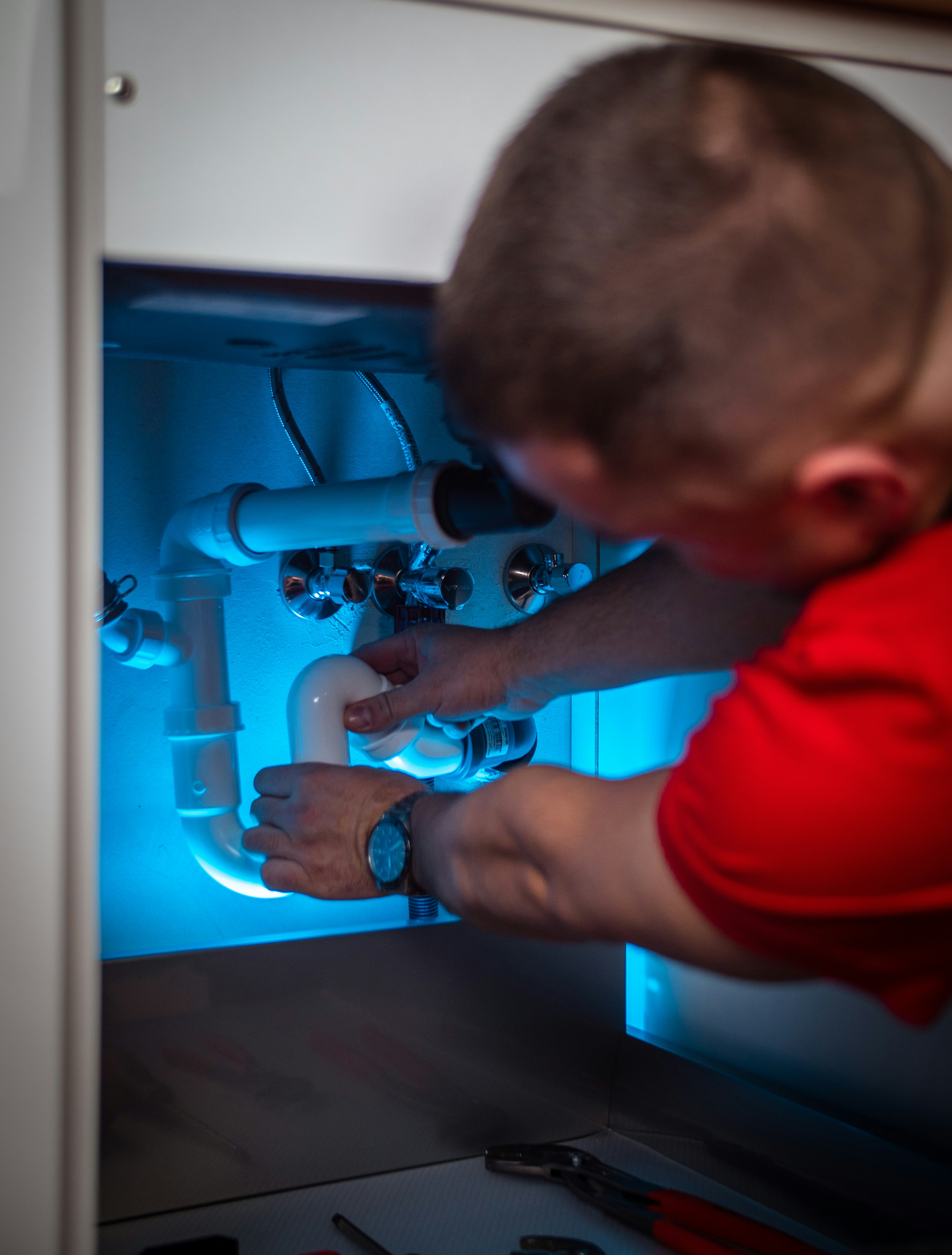 Plumber providing an on-site service